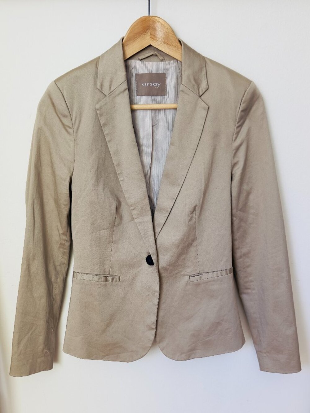 Orsay Beige One-Button Blazer Jacket Women’s Size EU 36 / US Small